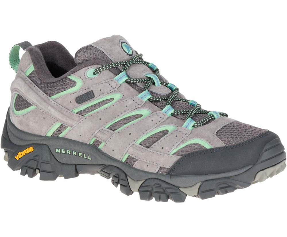 Buty Trekkingowe Merrell Damskie Szare/Mięta - Moab 2 Waterproof - 790386-HYI